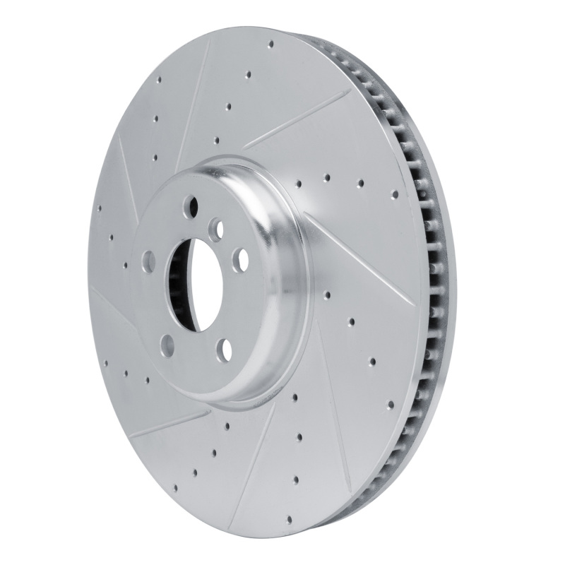 BMW M240i xDrive Brake Rotor (1) - Left Front - R1 Concepts - Drilled & Slotted - Silver - `16-`25